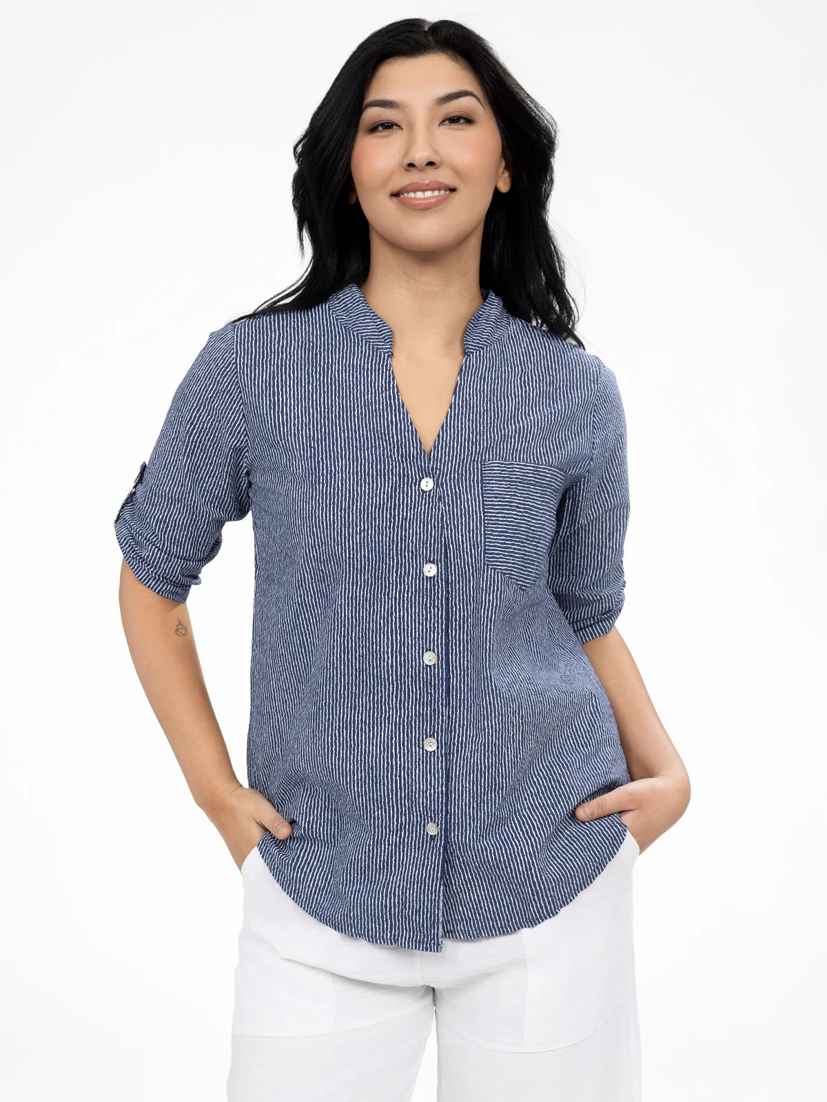 Blouse à manches 3/4 avec boutons - Image 2