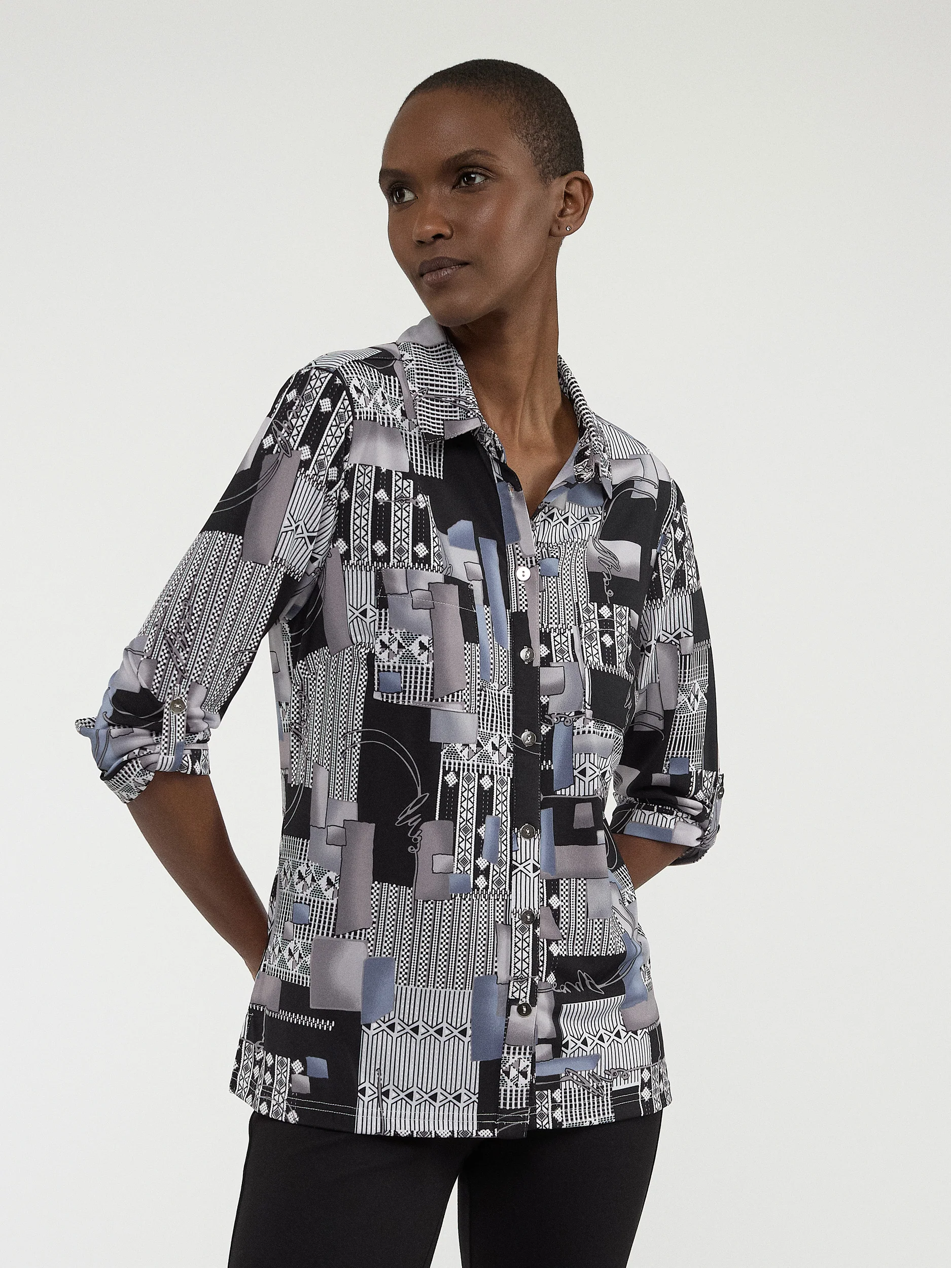 Blouse à manches 3/4 avec boutons - Image 2