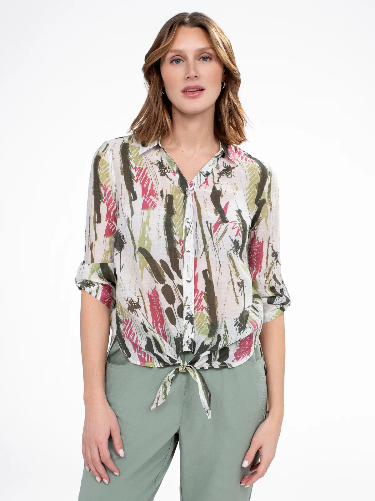 Blouse à manches 3/4 avec boutons