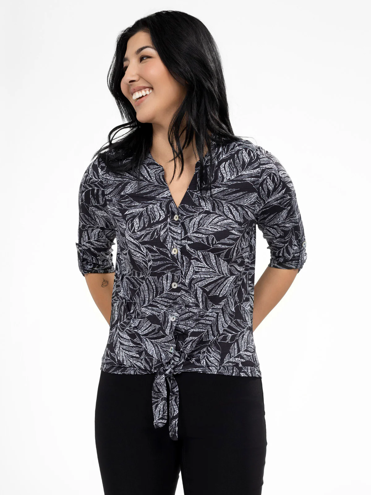 Blouse à manches 3/4 avec boutons