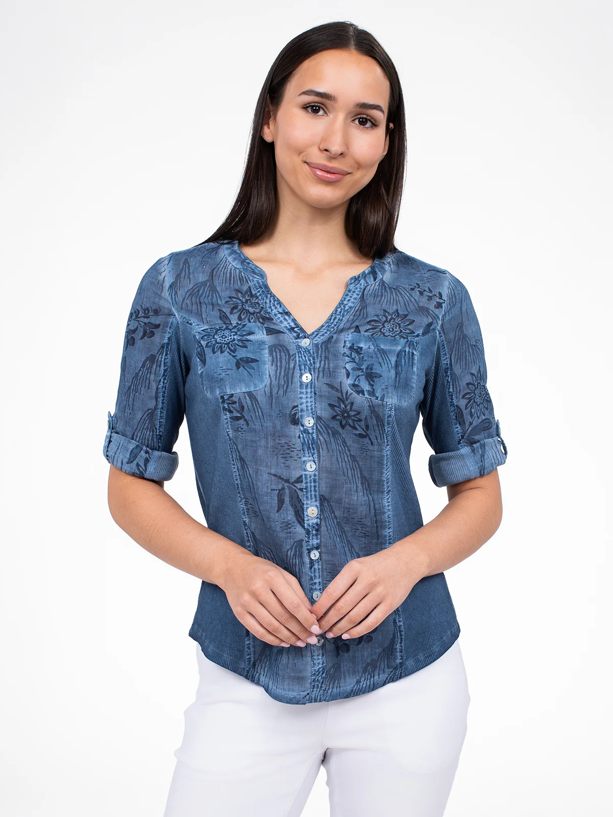 Blouse à manches 3/4 avec boutons - Image 2