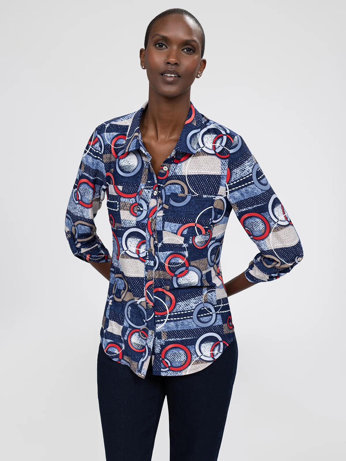 Blouse à manches 3/4 avec boutons