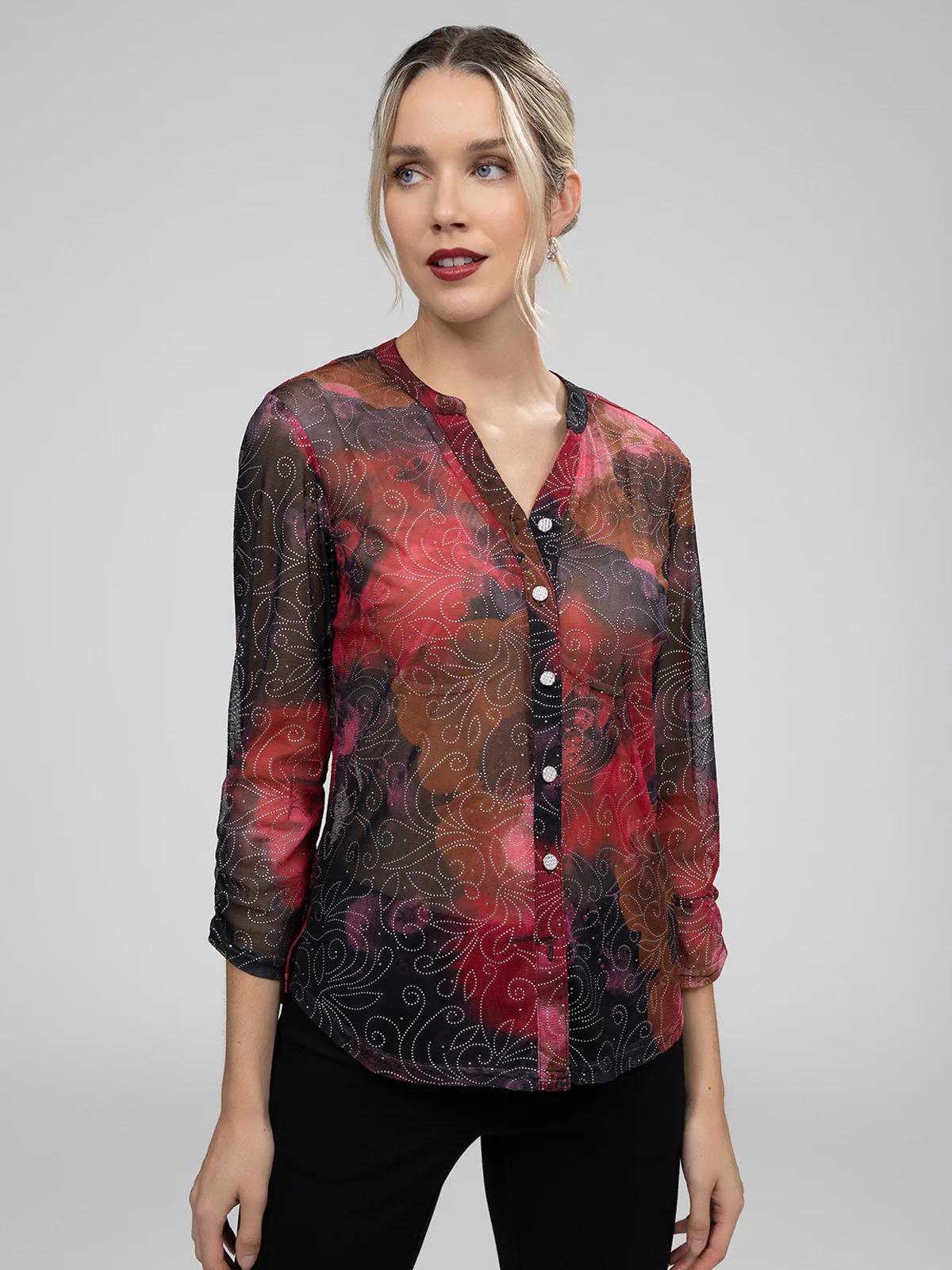 Blouse à manches 3/4 avec boutons