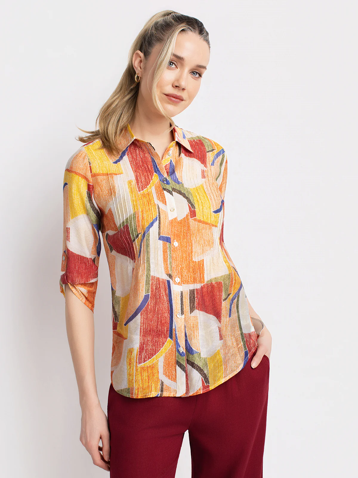 Blouse à manches 3/4 avec boutons