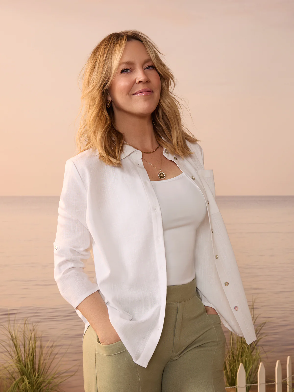 Blouse ample à manches 3/4 avec boutons