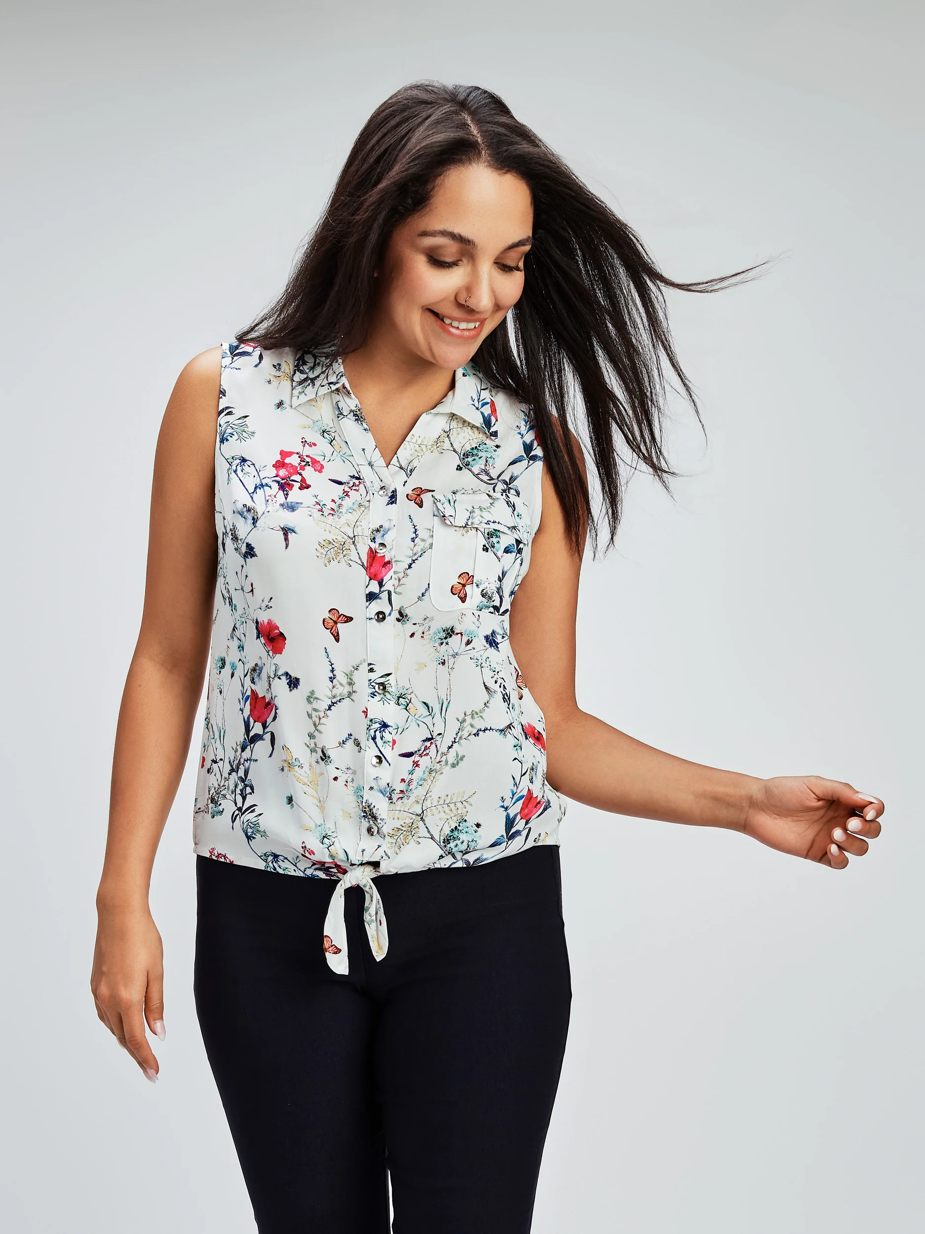 Blouse sans manches avec boutons