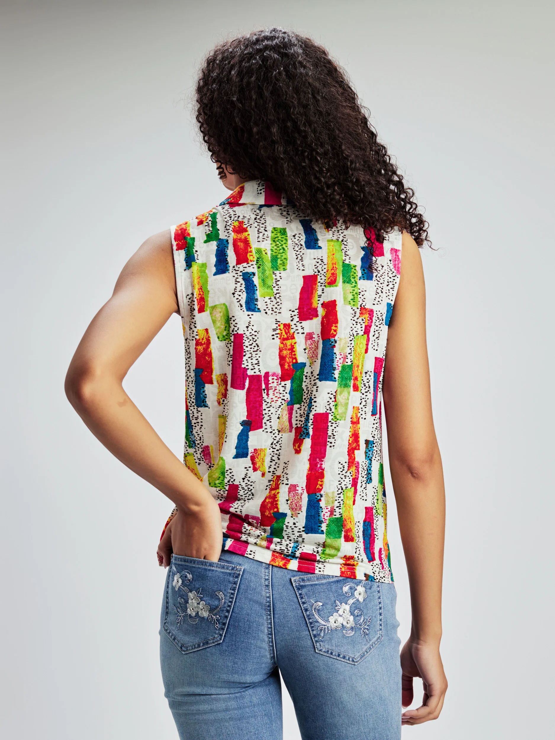 Blouse sans manches avec boutons - Image 3