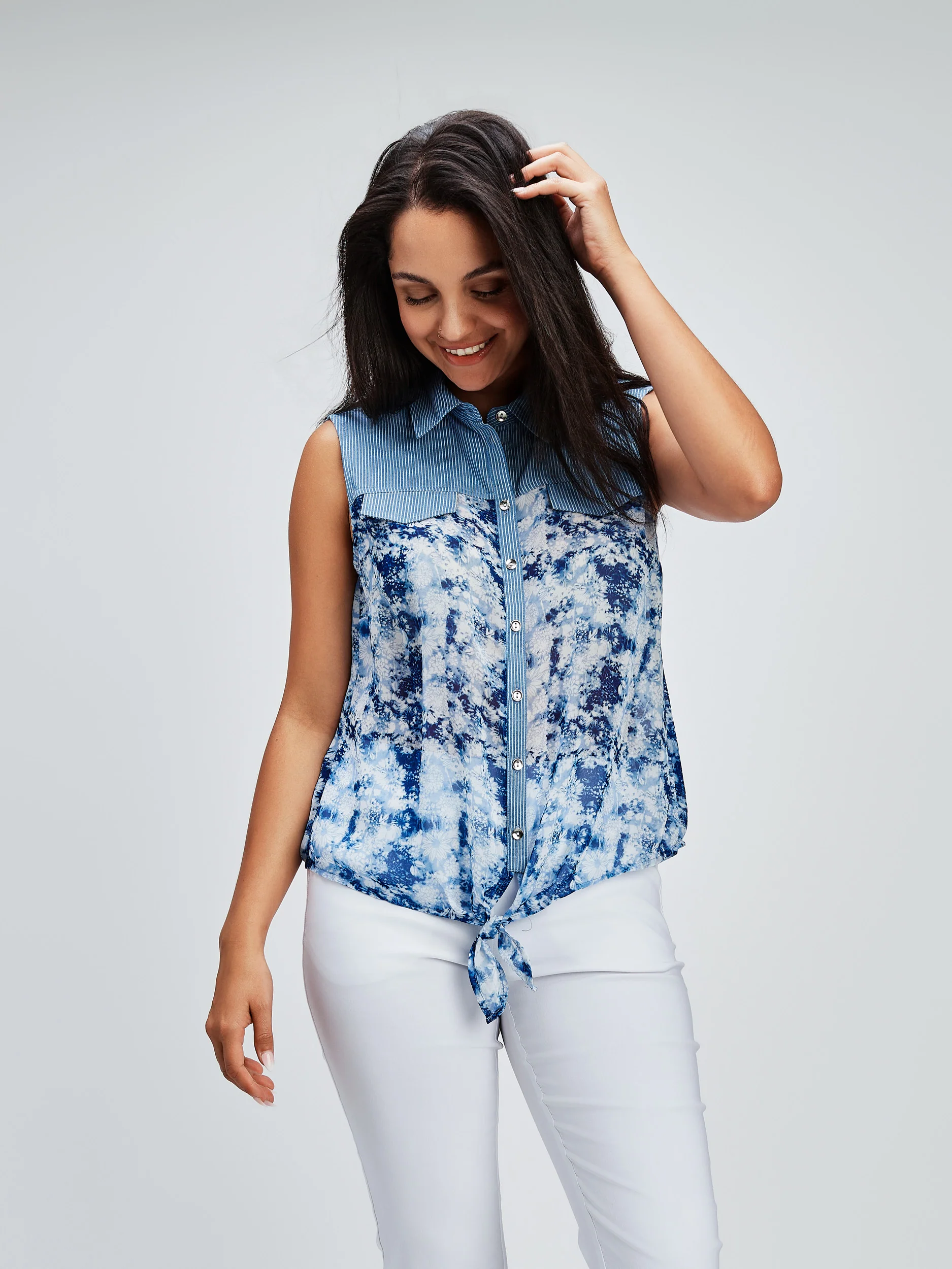 Blouse sans manches avec boutons - Image 3