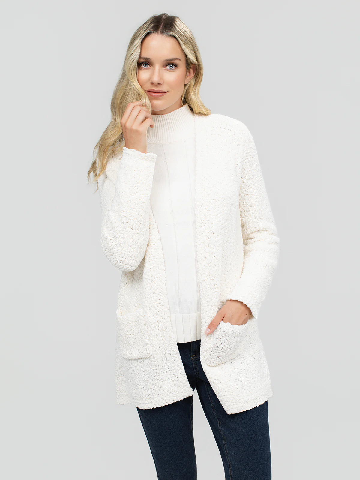 Cardigan en tricot ouvert ample à manches longues - Image 2