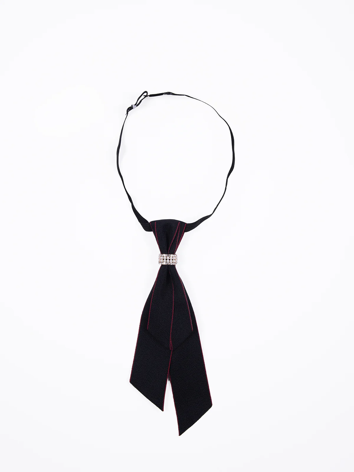 Cravate en ruban noir et rouge avec strass