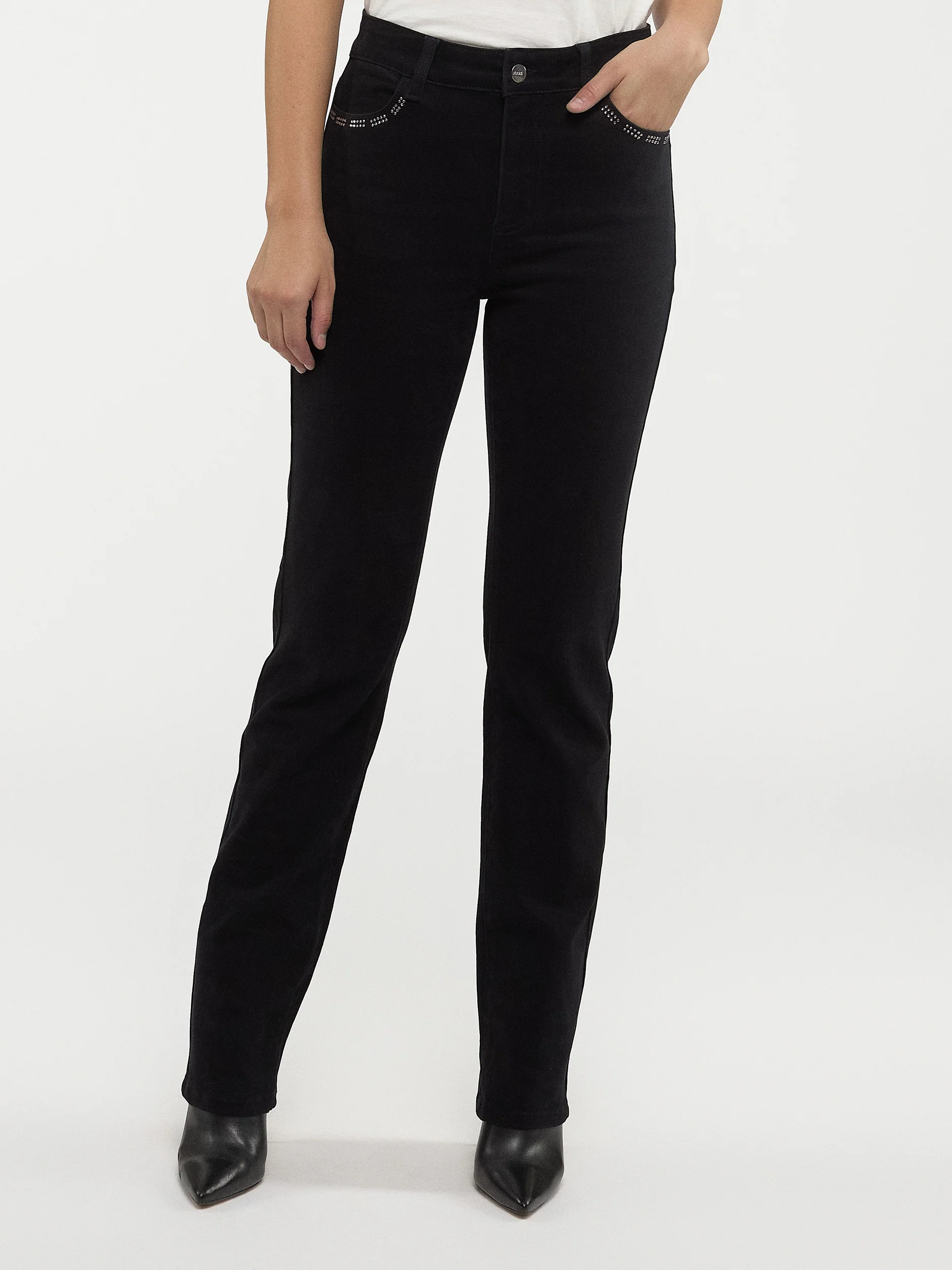 Jean droit à taille haute