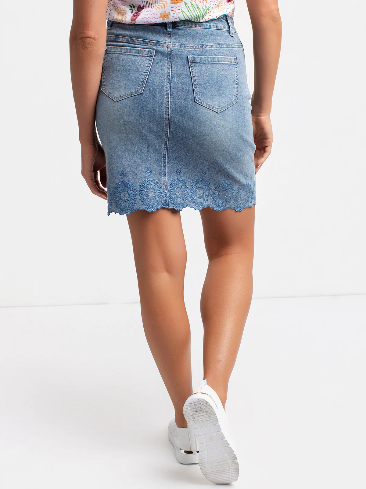 Jupe midi droite en denim - Image 4