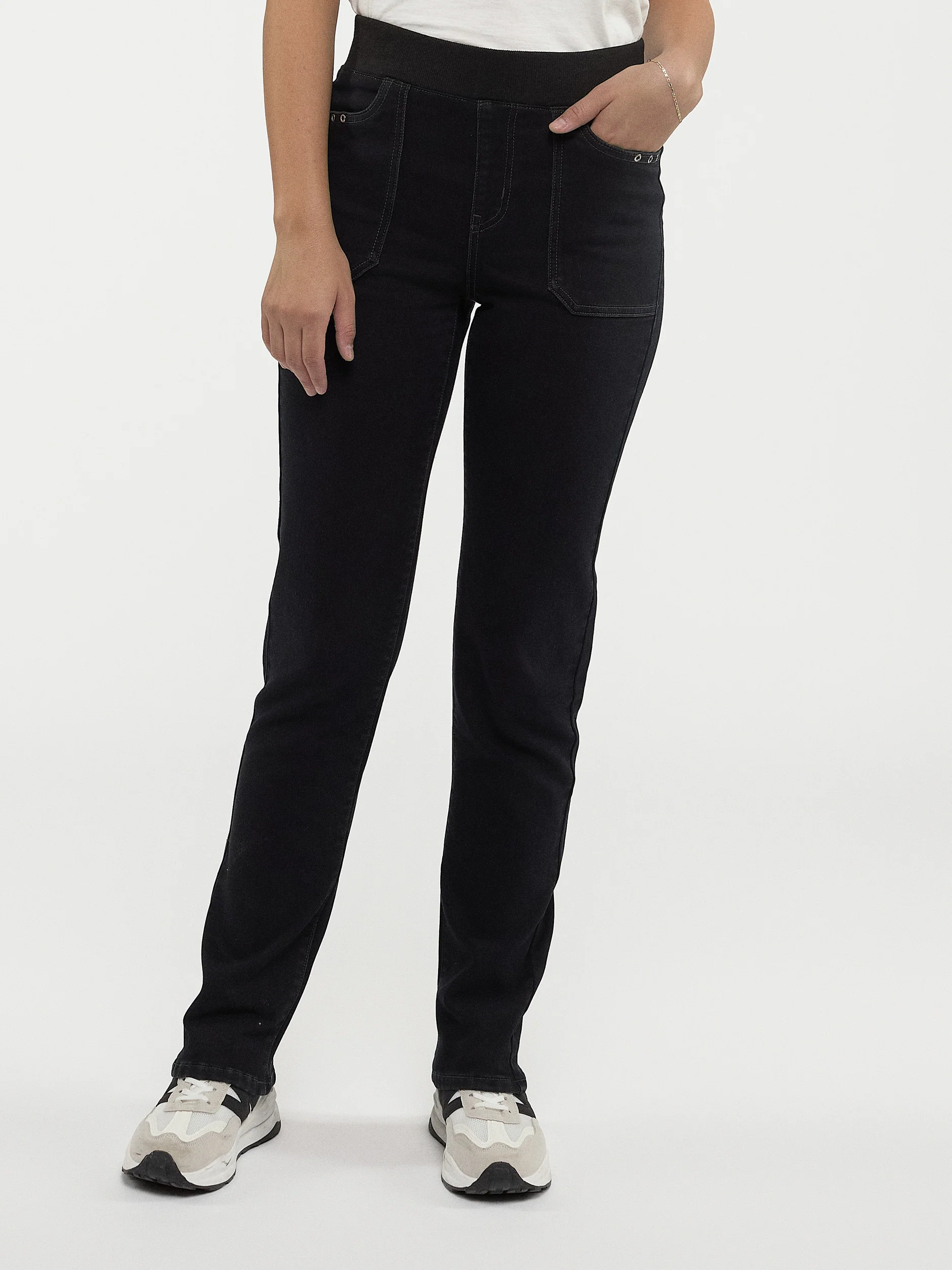 Pantalon droit semi-ajusté en denim à enfiler
