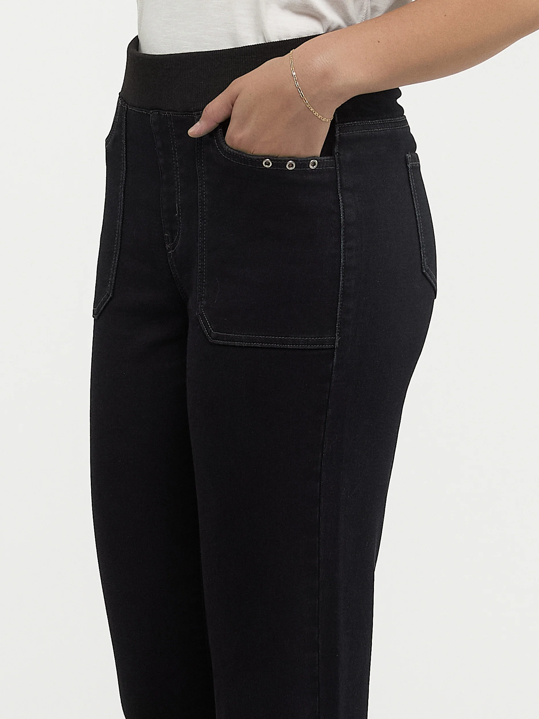 Pantalon droit semi-ajusté en denim à enfiler - Image 2