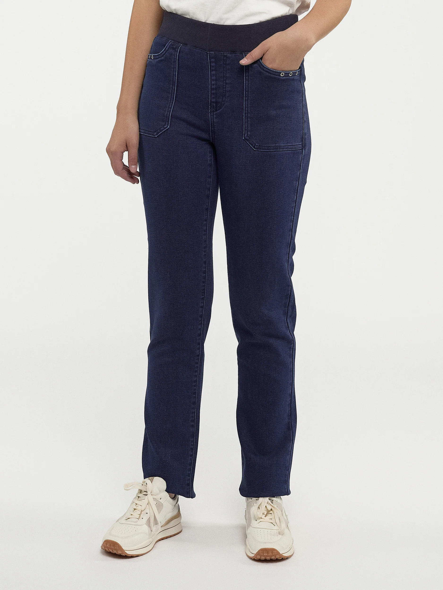 Pantalon droit semi-ajusté en denim à enfiler - Image 5