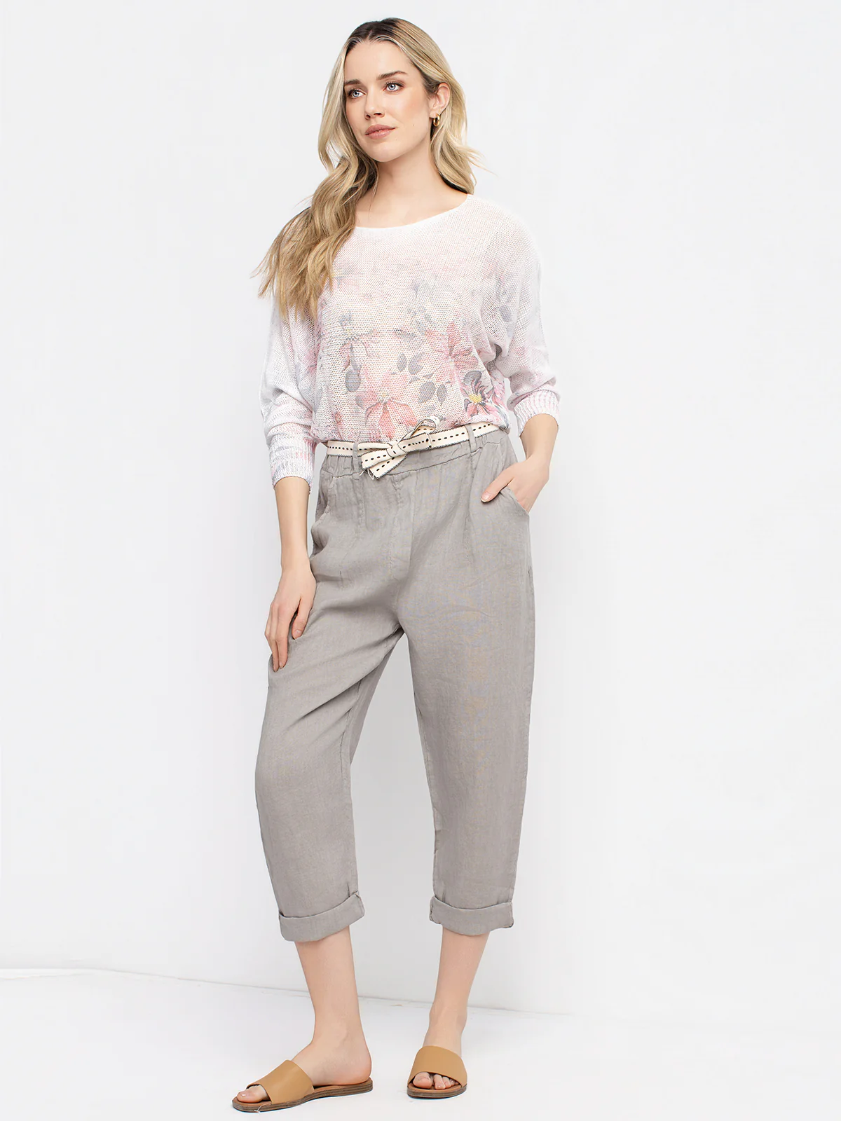 Pantalon en lin avec ceinture nouée - Image 4