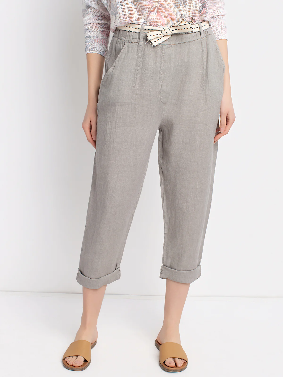 Pantalon en lin avec ceinture nouée - Image 5