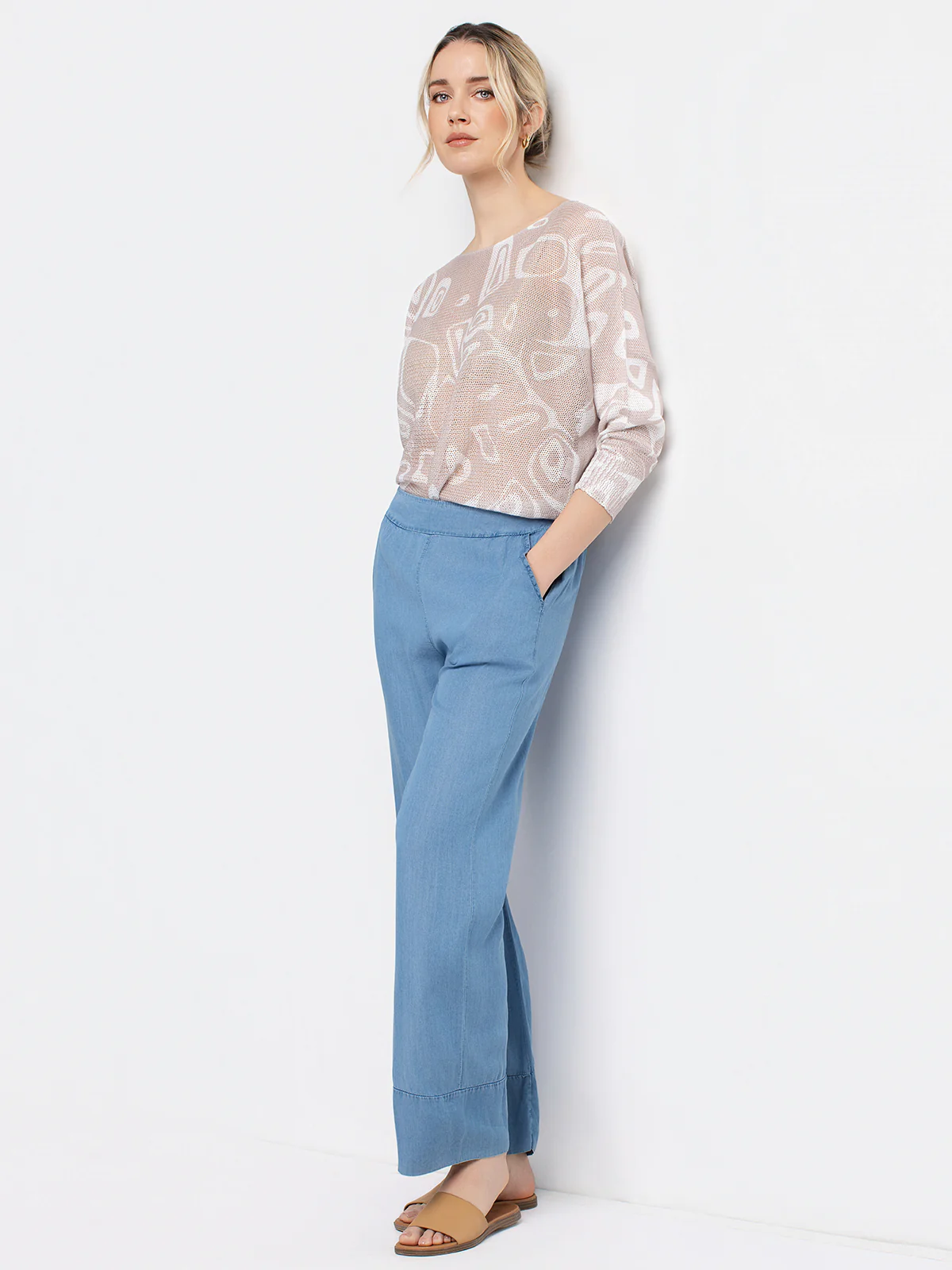 Pantalon large fluide taille élastique